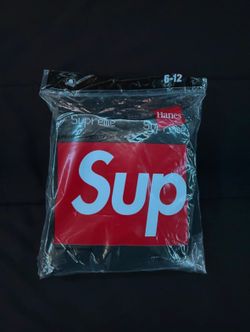 Supreme x Hanes Men's Cushioned Crew Socks 4 Pairs Black Size 6-12