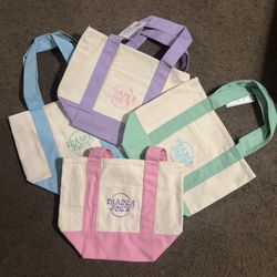 New Trader Joe’s Mini Pastel Tote Bag purple green pink blue set