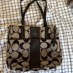 Tan and Black Vintage Coach Bag