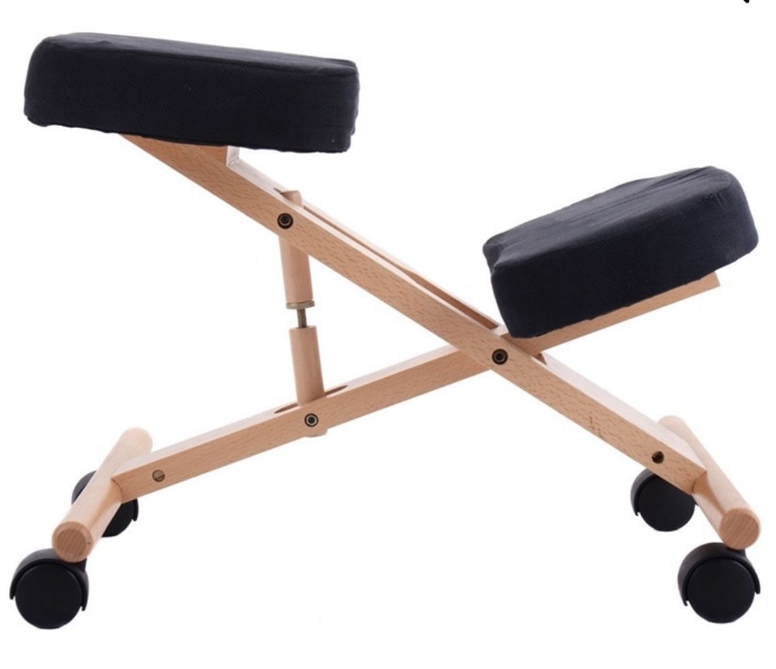 Sturdy Wooden Frame Ergonomic Adjustable Kneeling Chair Thickly-padded Seat Alleviate Aches Pains Easily Move Casters
