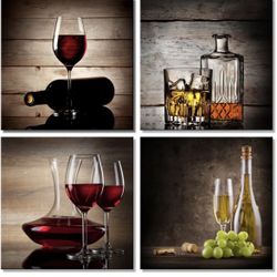 Canvas Art For Kitchen Dining Room Wine Glass Wall Pictures Still Life Wine Fruit Goblet Prints Artwork Bar Paintings Restaurant Decorations Home Deco
