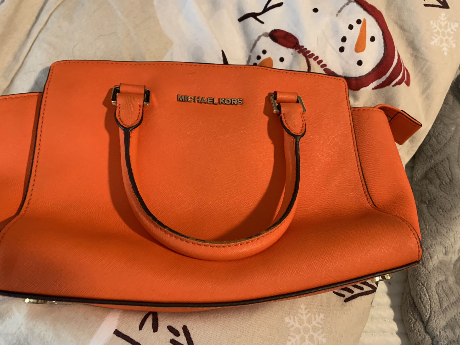 Orange Small Leather Shoulder Michael Kors Bag