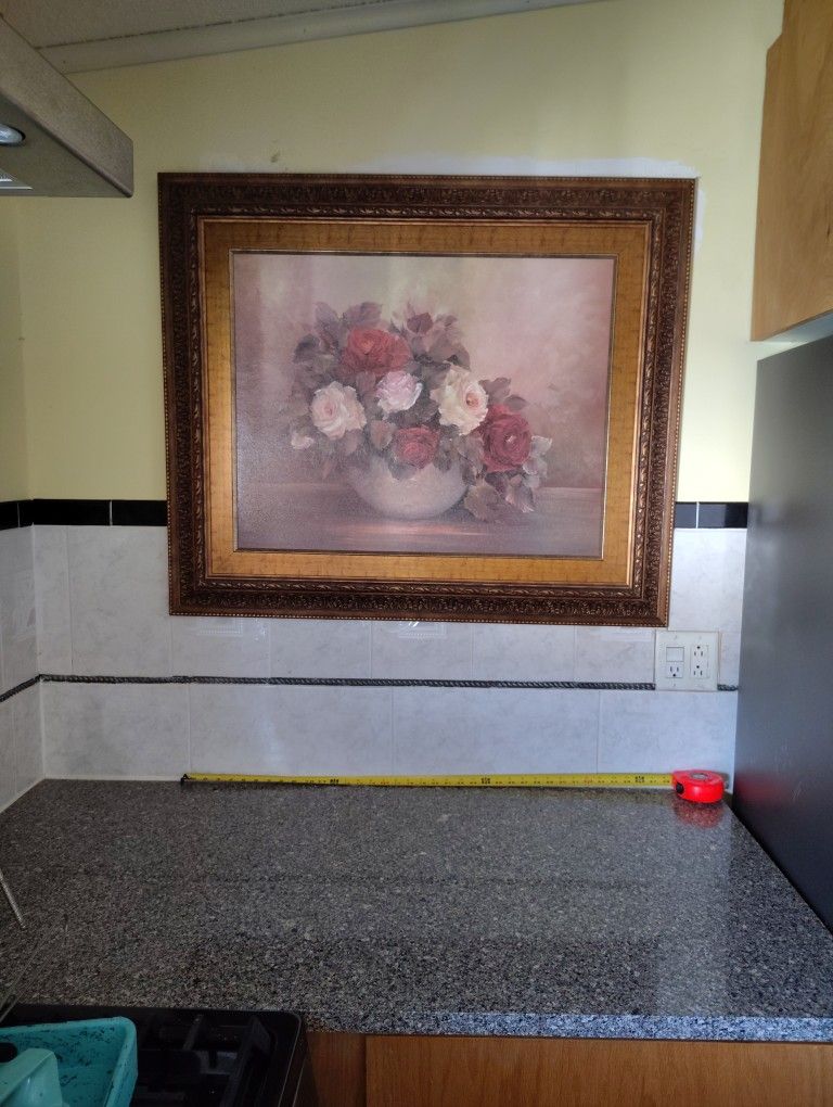 Floral Print Plastic Gold Frame