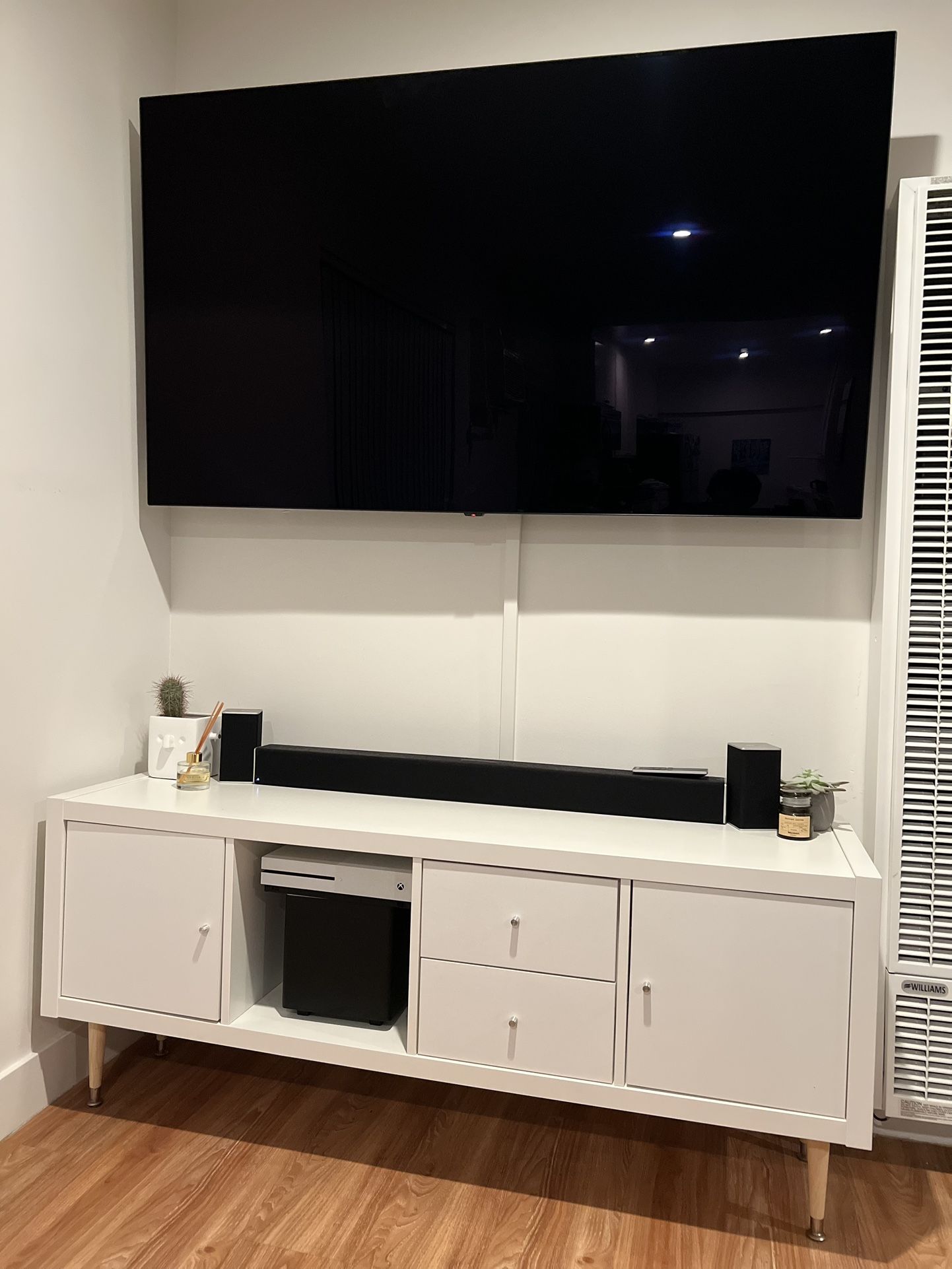 Modern White TV Stand / Media Console – 57” Long, Great Condition