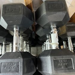 60lb Rubber Hex Dumbbell Pair