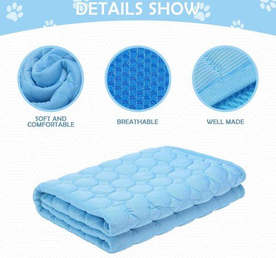 Dog Self Cooling Mat for Small Medium Large Dogs, Ice Silk Soft Absorbent Non-Slip Cool Mat Machine Washable Summer Reusable Training Pad for Cat Pupp