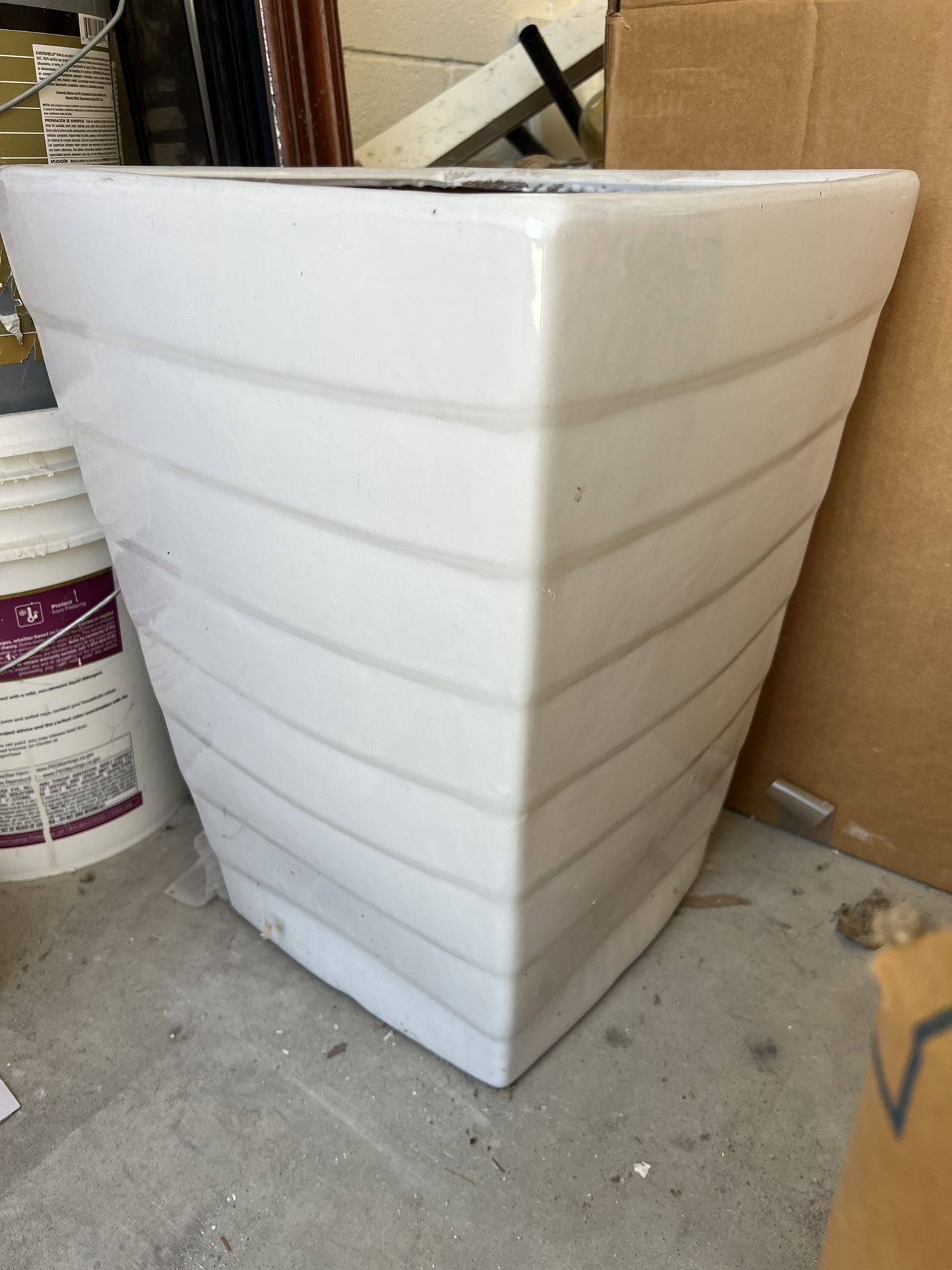 CB2 White Planters Vases Pots (Set Of 2)