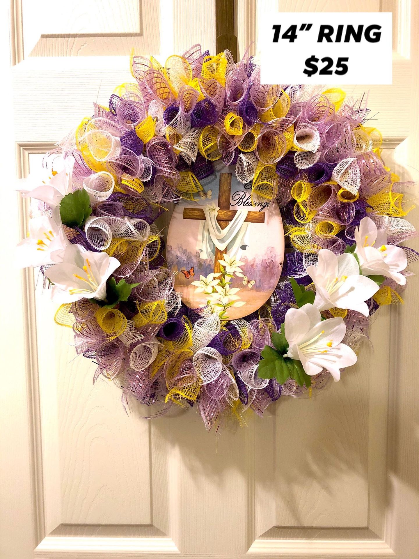 Spring summer Easter door wall mesh wreath