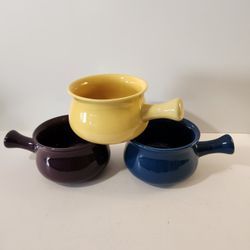 Vintage Buchase Stoneware Onion Soup/Chili Bowls Crocks with Handle – Set of 3