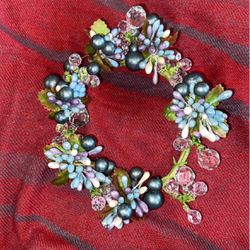 Bead  Candle Ring Wreath 4 Inch