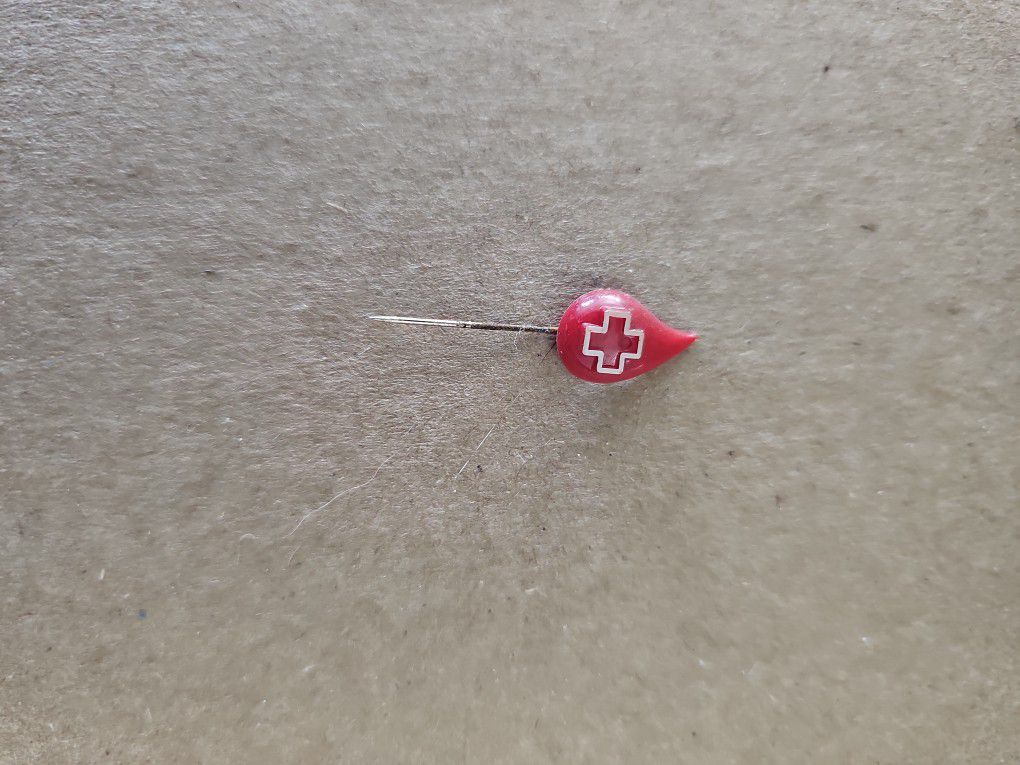 Red Cross , Blood Donor Red Plastic Stick Pin 