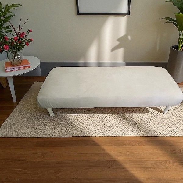 New White Upholstered Bench N Ottoman