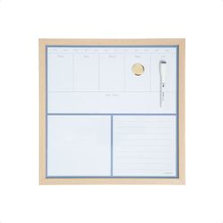 U Brands 16"x16" Flat Front Wood Frame Dry Erase Weekly Calendar Magnetic Board