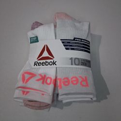 Reebok Women's Pro Series Cushioned Crew Socks, 10-Pack size 9/12.   (AB)