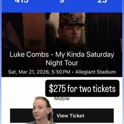 Luke Combs 2 Tickets $275