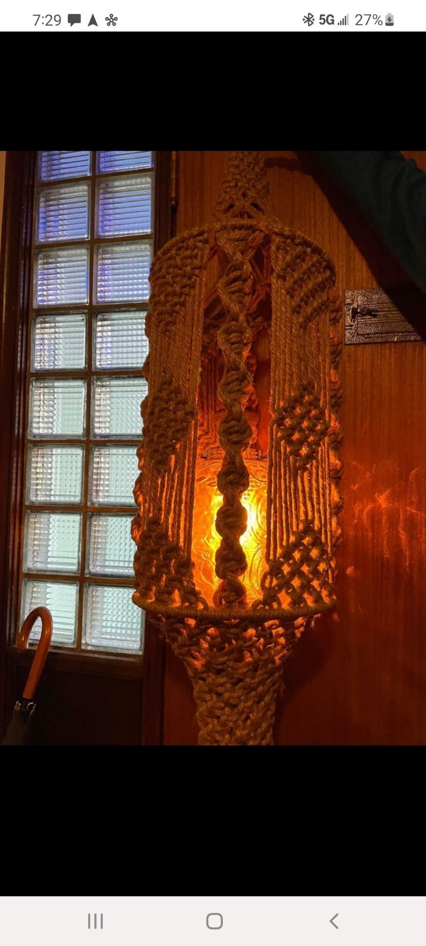 MCM Macrame Amber Swag Lamp