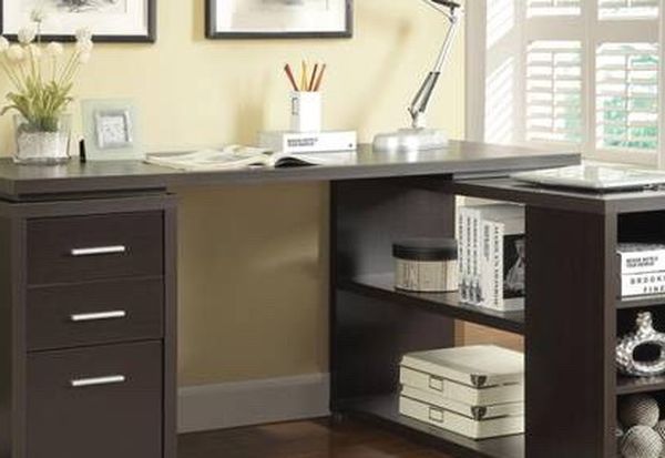 Cappuccino Finish L-Shaped Desk $350! Lowest Prices Ever!!