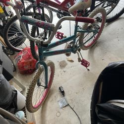 Girls, Pink, Blue, And White Bike