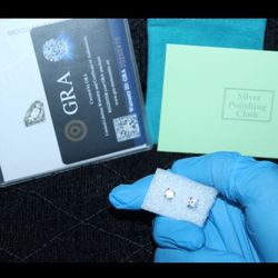 Moissanite Stud Earrings For Women 0.5CT D Color 925 Sterling Silver w/ GRA Certificate