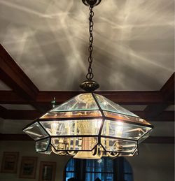 Large Beveled Glass Panel Chandelier