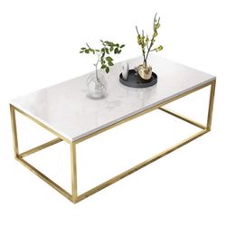 White Marble & Gold Coffee Table