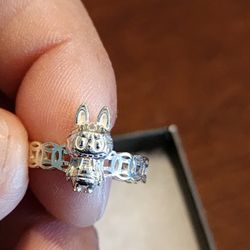 Custom 925 Solid Sterling Silver 2.7g Band Thickness 3.8mm, 5-8 Adj. Labubu Ring