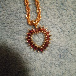 ❤️ Ruby Heart Shaped Pendant W/Necklace ❤️ 