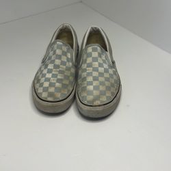 Vans- Women’s Size 7 Baby Blue Checkered Pattern