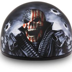Daytona Helmets Half Skull Cap Motorcycle Helmet – DOT Approved Graphics, Small