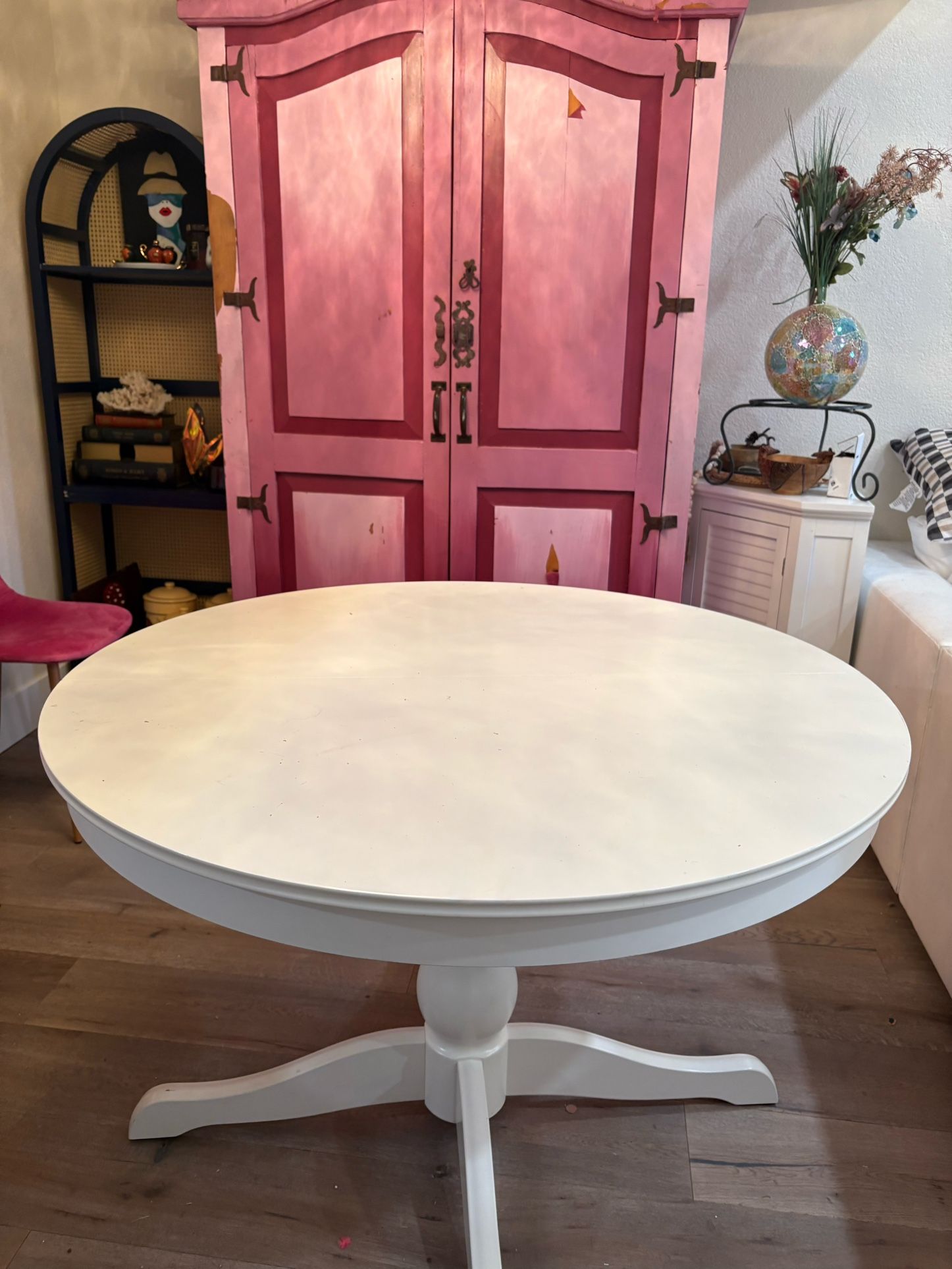 Chic White IKEA Extendable Dining Table + 4 Chairs