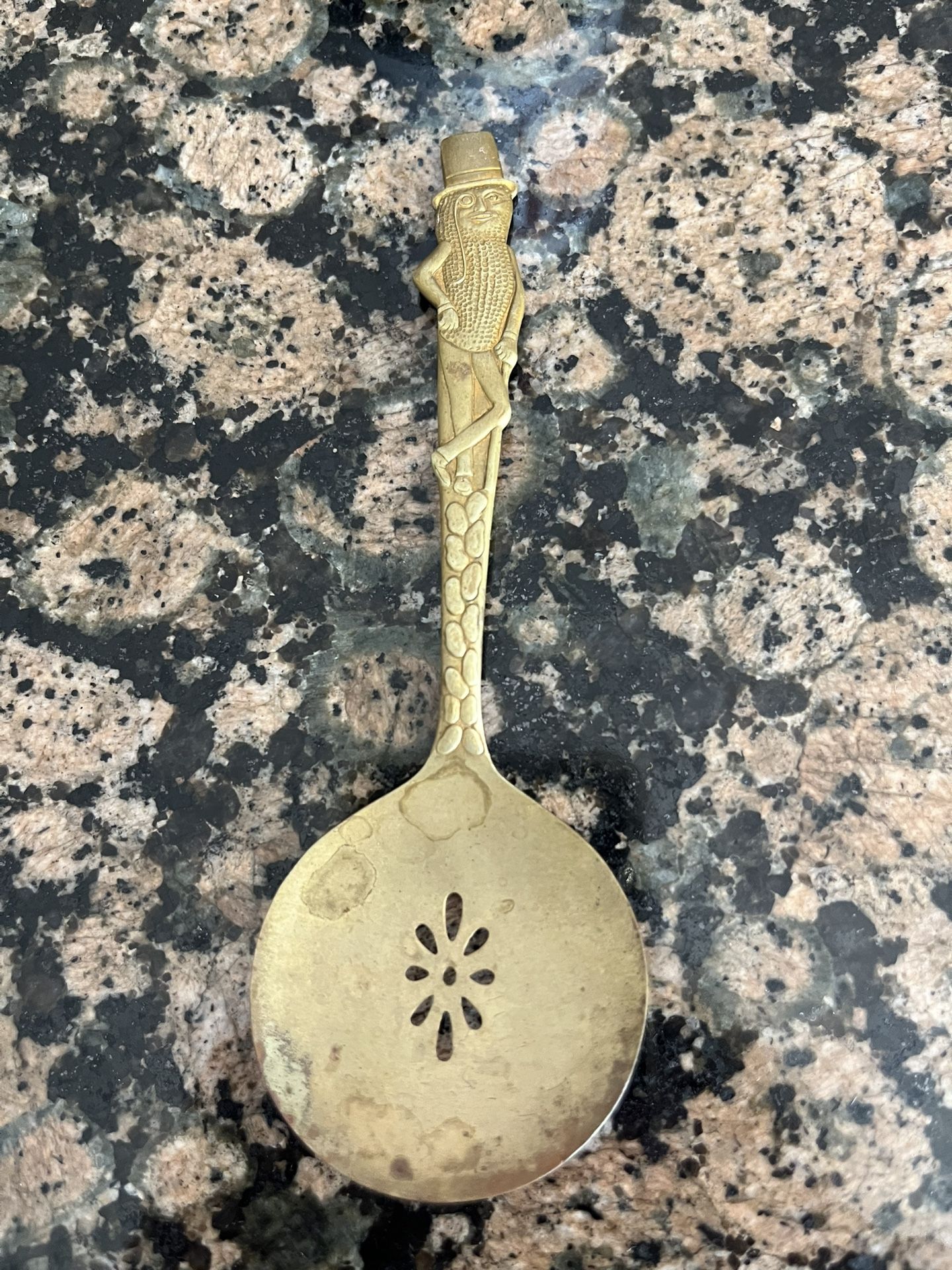 Vintage Mr. Peanut Gold-Toned Serving Spoon
