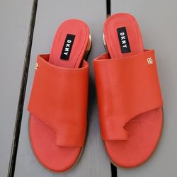DKNY Womens Orange Sandals Shoes Slippers  DKNY
