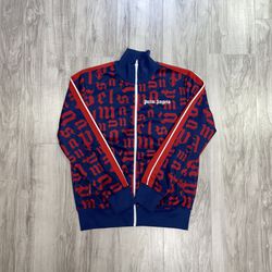 Palm Angels Blue & Red Monogram Track Jacket for Sale in