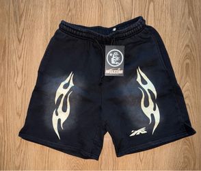 Black Flame Graphic Fleece Shorts – New