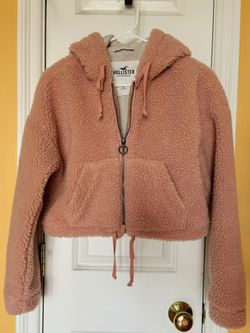 Pink Hollister Cropped Jacket with Hood
