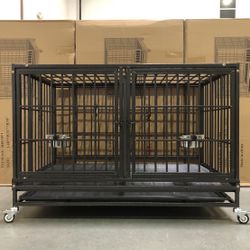 NEW 🐶 42” Heavy Duty Dog Kennel 🐶 Cage With Divider 🐾🐩🐕‍🦺 Stackable