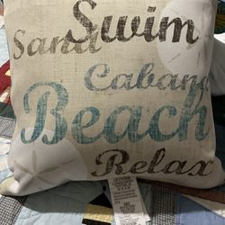 Coastal Beach Lg Pillow. Outdoor / Indoor. New