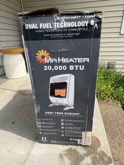 Mr. Heater 20,000 BTU Dual-Fuel Vent-Free Radiant Heater – New/Tested box messed up but everything is fine.