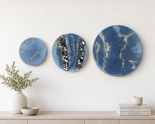 ✨ Modern Resin Wall Art Set – 3 Coordinating Round Canvases | Handcrafted | $165 ✨