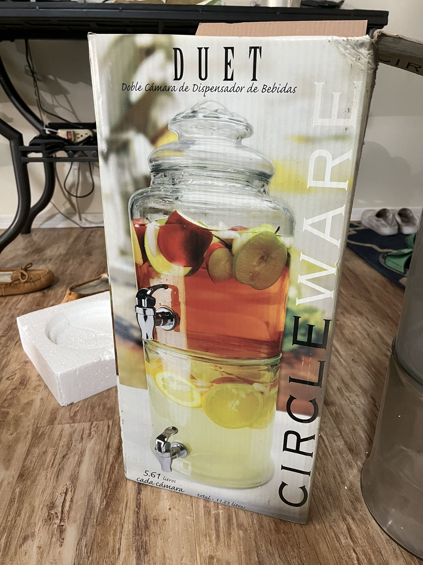 Glass Circleware Duet Double-Chamber Beverage Dispenser