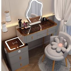 smart makeup vanity with side cabinet 