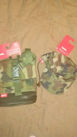 Small dog backpack and hat