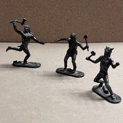 3 Vintage Lone Star Cast Indian Warrior Figurine Made In England 