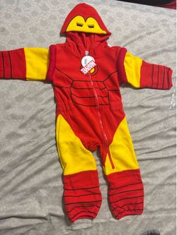 Marvel One Piece Romper Hooded Fleece Onesie Jumper Iron Man size 18/24 months