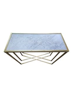 Gold Geometric Metal Console Entryway Table Marble Top 33.5"