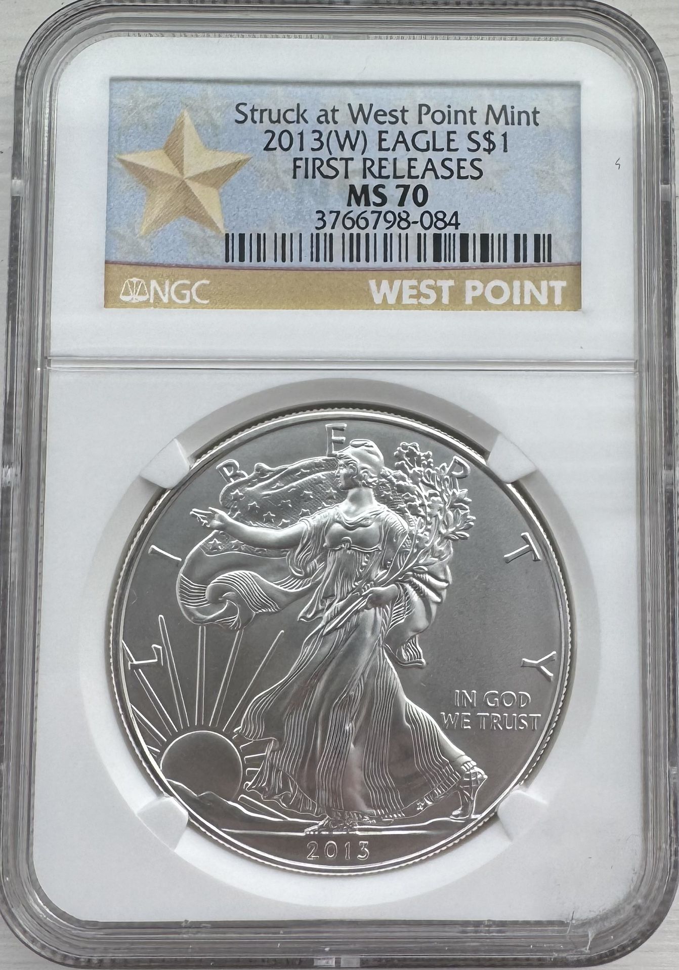 2013-W American Silver Eagle NGC MS70-First Releases Gold Star label