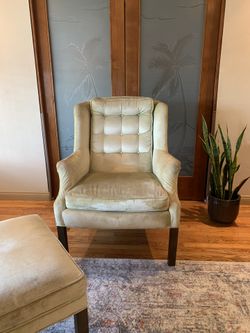 Vintage Green Chair w/ Ottoman