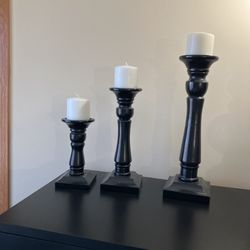 Black Candle Holders Set Of 3 Piece 