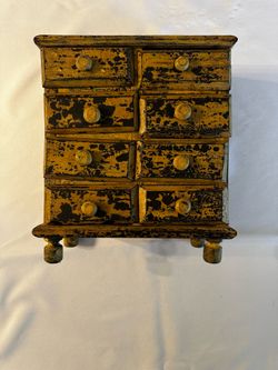 Vintage Distressed Miniature 8-Drawer Chest of Drawers