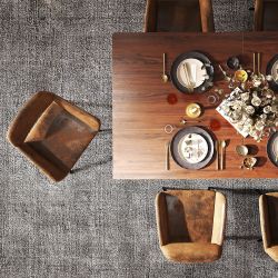 Homy Casa Stan 5PC Dining Set 63” Table with 4 Mayfair Upholstered Chairs, Vintage Brown